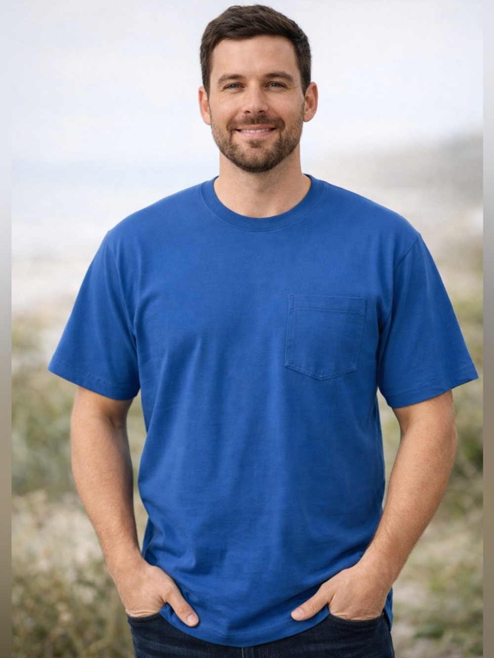 2102 NWT Men's Longtail T Relaxed Fit Short Sleeve Crew with Pocket Size XL